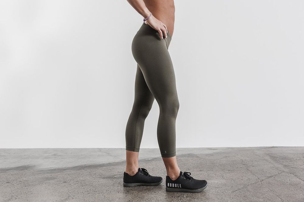 NOBULL Women's Crop Tights - Army Green - Ireland (9835MXHIK)